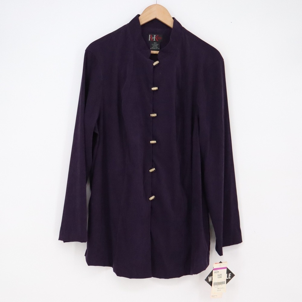 R&K Originals Pant Set Womens 18W S Grape Moleskin Toggle Button NEW